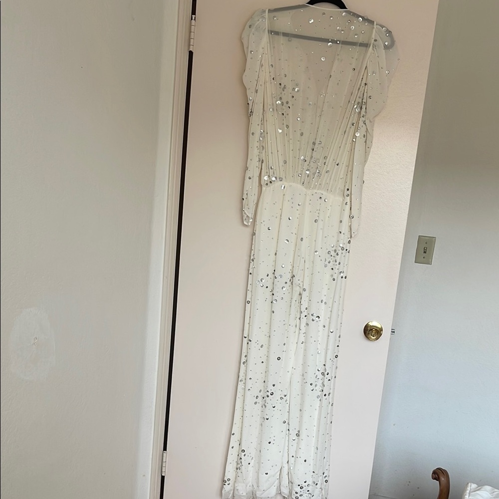 Elegant White Sequin jumpsuit